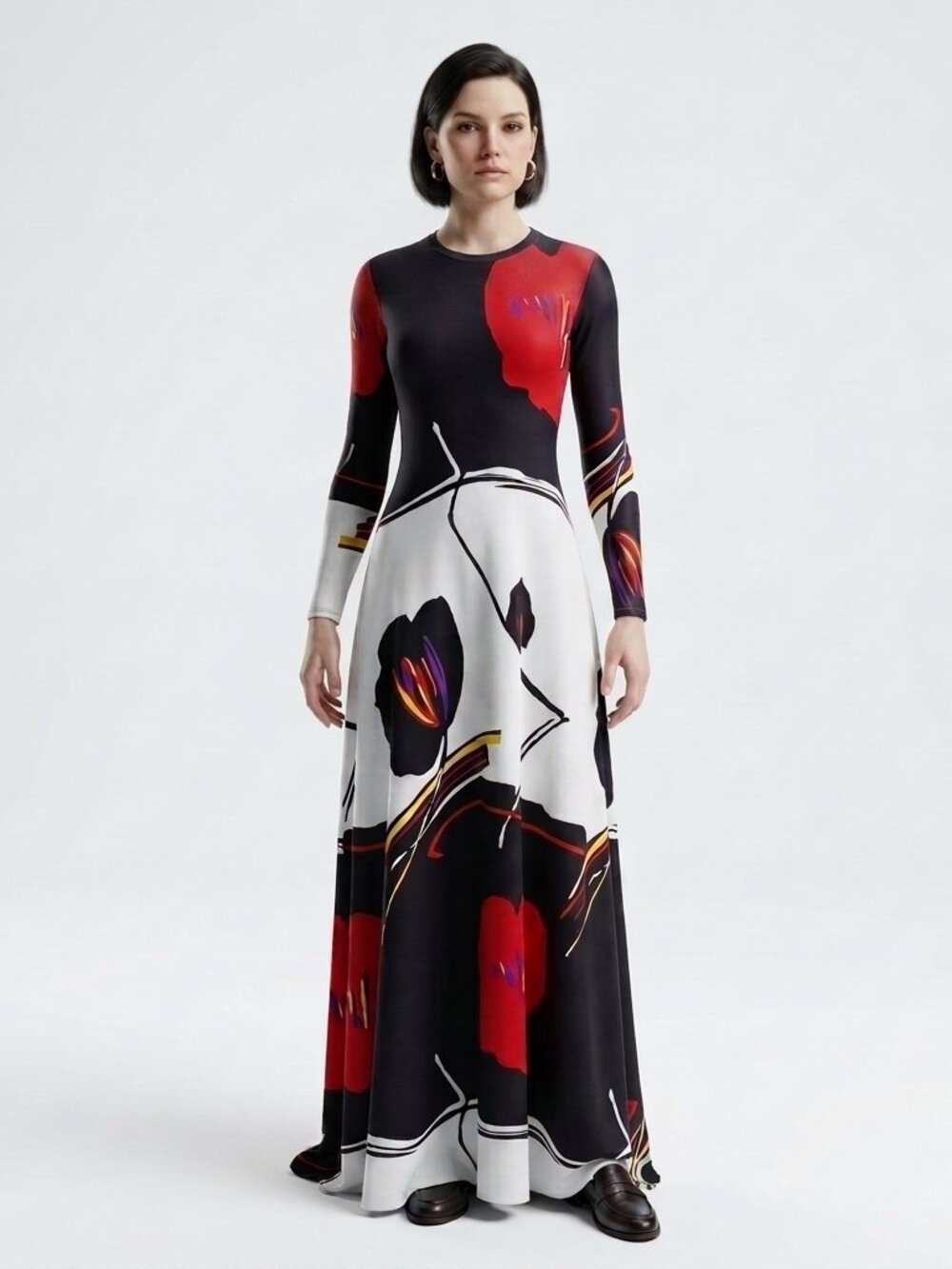 VINTAGE 70s LEO NARDUCCI Floral Boho Long Dress S/M